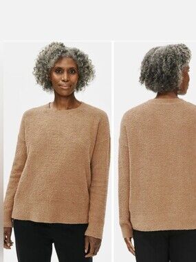Eileen Fisher Organic Cotton Boucle Crew Neck Box-Top Size XS